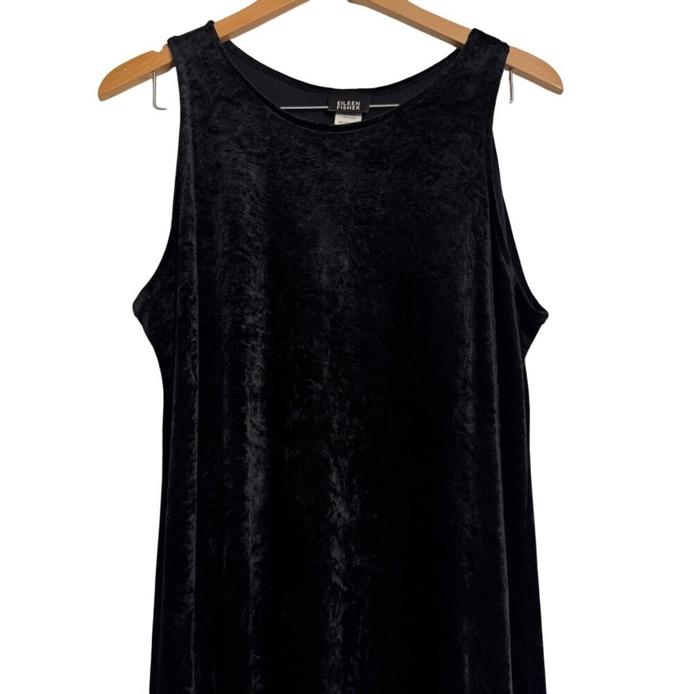 Eileen Fisher Womens Black Velvet Sleeveless Maxi Dress Made In USA, Size L - Picture 4 of 8